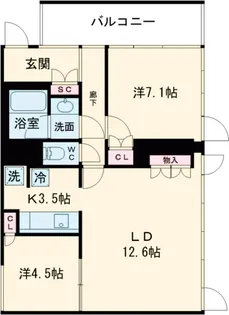 ガーデニエール砧 WEST【7階】の間取り