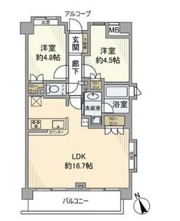 菱和パレス島津山【4階】の間取り