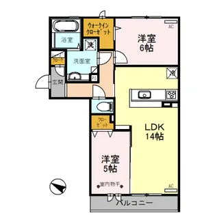ロイジェントパークスレイクタウンⅡA【2階】の間取り