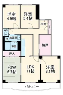新松戸サンライトパストラル五番街【8階】の間取り