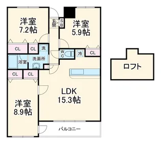 ファーロ宮前平【805号室】の間取り