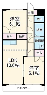 リバティ【2E号室】の間取り