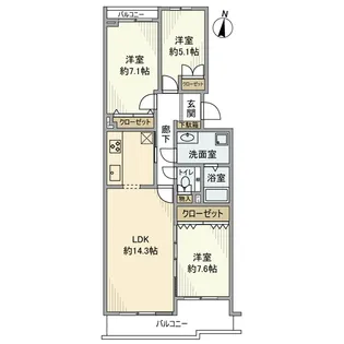 ベルググランデ南浦和【1階】の間取り