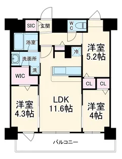 LUXENA+PAWS南行徳【10階】の間取り