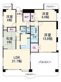 アメニティ第二築地【14階】の間取り