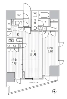 シーズンフラッツ大井町【12階】の間取り