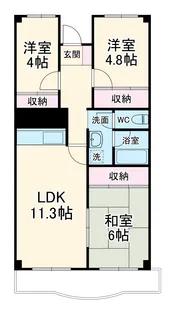 はざま台サンハイツ2号棟【5階】の間取り