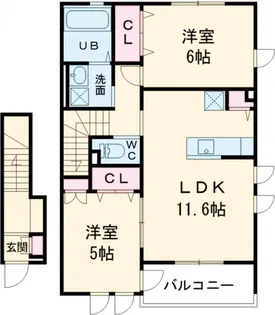 サウスサンド【2階】の間取り