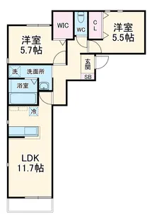 プレシャス北矢名【2階】の間取り