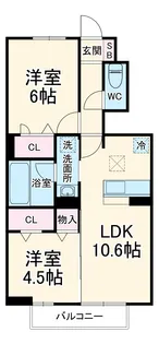 フロレゾンK&K【102号室】の間取り