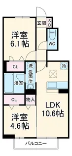 フロレゾンK&K【1階】の間取り