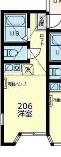 ユナイト中野島レーザーディマルコ【206号室】の間取り