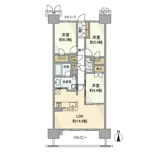 リバーガーデン福島木漏れ日の丘CDEF棟【13階】の間取り