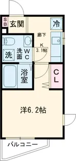 グランデュオ北沢【102号室】の間取り