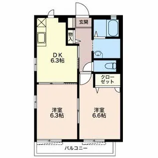 ユウ ディアス ナカ A【1階】の間取り