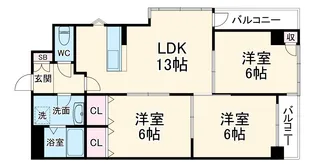 第45長栄シャルト五条【3階】の間取り