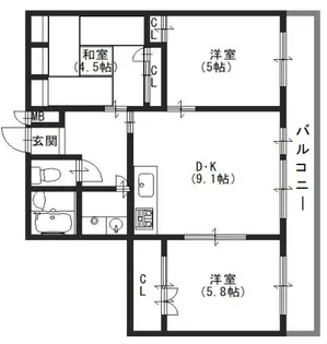メゾンショコラ【3階】の間取り