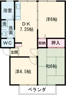 サンビレッジ東A棟【102号室】の間取り