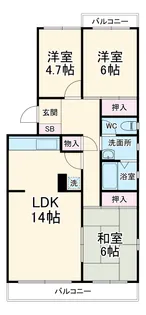 パークタウン若宮団地3号棟【4階】の間取り