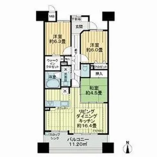 ライオンズヒルズ共和ヴィスターク【4階】の間取り