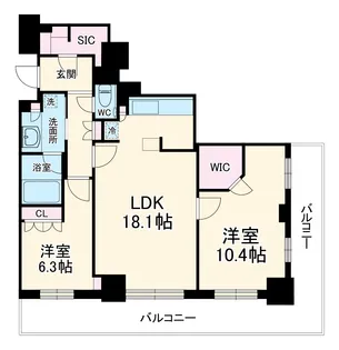 プラウドタワー稲毛【22階】の間取り