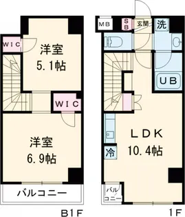 アジールコート三宿テラス【1階】の間取り