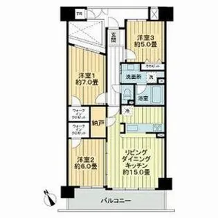 メロディーハイム千里万博公園【6階】の間取り