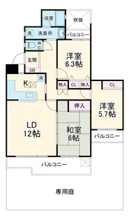 セントラルビューハイツ3号棟【1階】の間取り