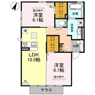 ロイヤルベルグD【101号室】の間取り