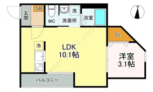 ルミエールエタンセルユイット【101号室】の間取り