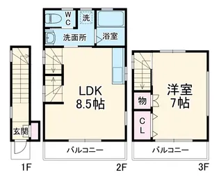 ワイズ中浦和【B号室】の間取り