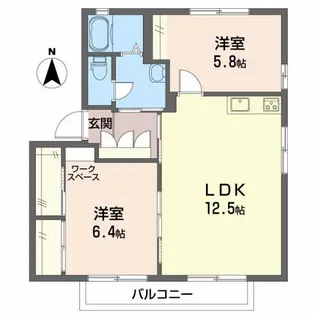 プランドール水竹A【2階】の間取り