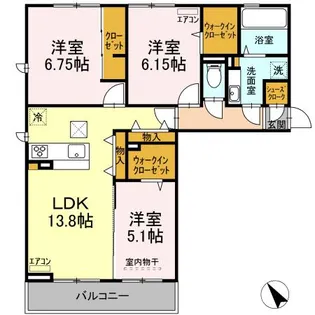 サンブライト A【1階】の間取り