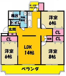稲毛マリンハイツ1−6号棟【503号室】の間取り