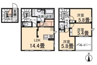 クレールムサシ【2階】の間取り