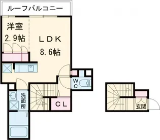 ラプティートヴィラ神楽坂【2階】の間取り