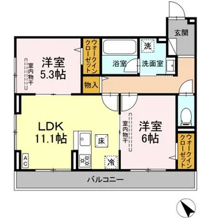 D Paina 鴨居Ⅱ【103号室】の間取り