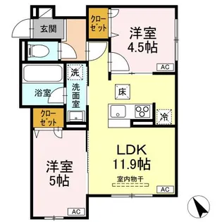 Asset-Court元横山町【01030号室】の間取り