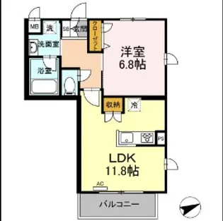 Le Vert Hachioji【01010号室】の間取り