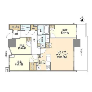 幕張ベイパークライズゲートタワー【2516号室】の間取り