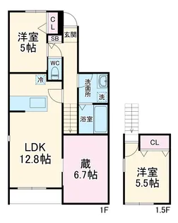ル・グリ【101号室】の間取り