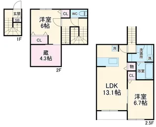 ル・グリ【201号室】の間取り