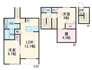 ル・グリ【205号室】の間取り