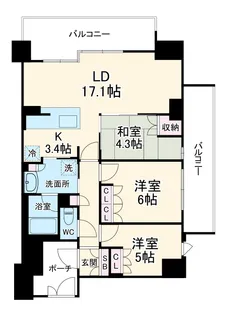 サンメゾン緑地公園アベニュー【5階】の間取り