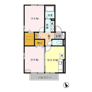 ヴィラ・シェソワ B【2階】の間取り