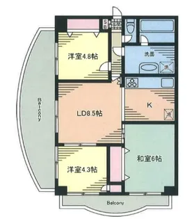 クオリアテラス千人町【02080号室】の間取り
