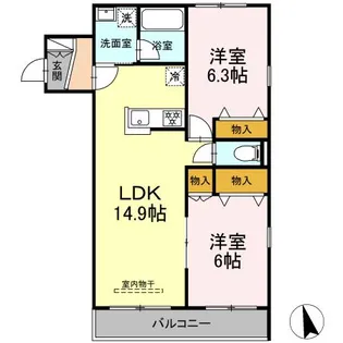 ラ・ソレイユ【1階】の間取り