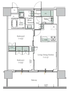 ONE ROOF RESIDENCE NISHINIPPORI【14階】の間取り