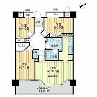 ライオンズヴィアーレ港北ニュータウン【7階】の間取り