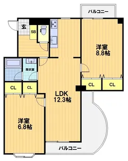 ランブラス桂川【4階】の間取り